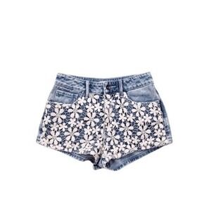 Roxy Light Pink Lace Front Acid Wash High Waisted High Rise Jean Shorts Size 1
